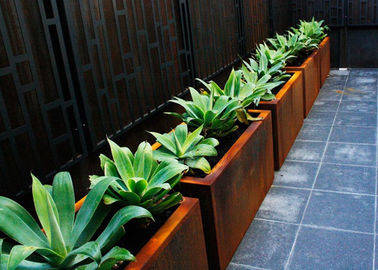 Customized Square Metal Planters Outdoor Corten A Material 50cm Height