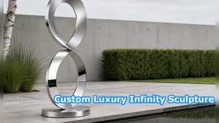 Escultura de laço infinito de aço inoxidável polido com espelho personalizado