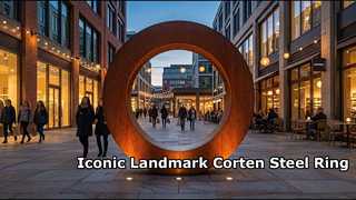 Escultura monumental em anel de aço Corten