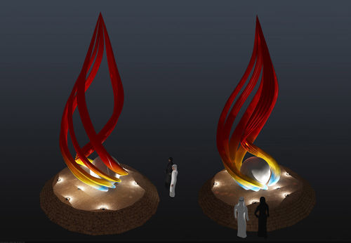 Últimas notícias da empresa sobre Projeto da escultura do metal da chama no árabe do saudita