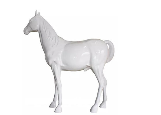 Bom preço. A escultura exterior moderna da fibra de vidro do cavalo branco pintou a vida - tamanho on-line