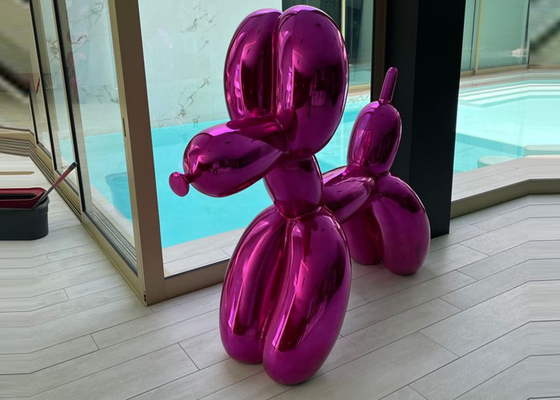 Modern Art Hot Pink Balloon Dog Resin Outdoor Fiberglass Sculpture