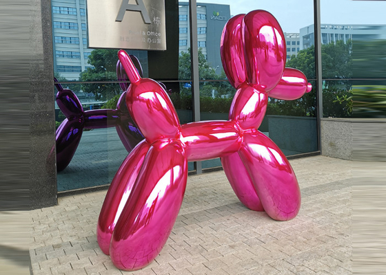 Modern Art Hot Pink Balloon Dog Resin Outdoor Fiberglass Sculpture
