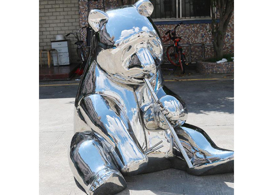 Plaza Decoration Mirror Stainless Steel Panda Sculpture With Size 150cm Height
