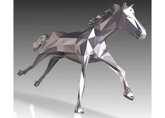 Bom preço. Escultura de Cavalo em Aço Inoxidável com Acabamento Fosco para Praça ou Jardim 180 cm on-line