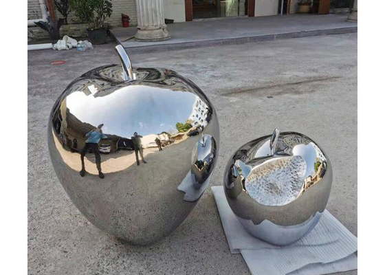 Outside Art Design Abstract Metal Garden Sculptures Stainless Steel Apple Fruit Sculpture