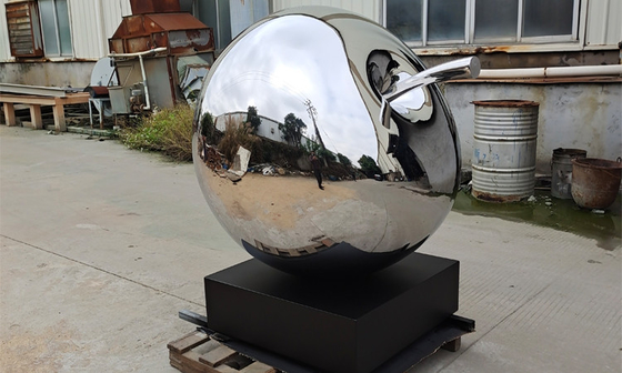 Metal Polished Stainless Steel Fruit Apple Sculpture Outdoor Decoration
