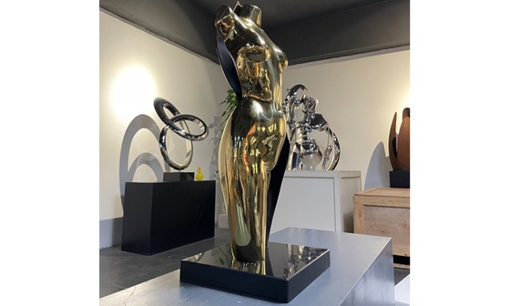 Polished Gold Casting Brass Lady Bronze Bust Statue Home Decor