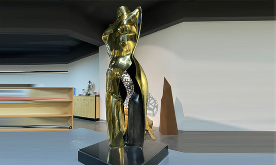 Polished Gold Casting Brass Lady Bronze Bust Statue Home Decor