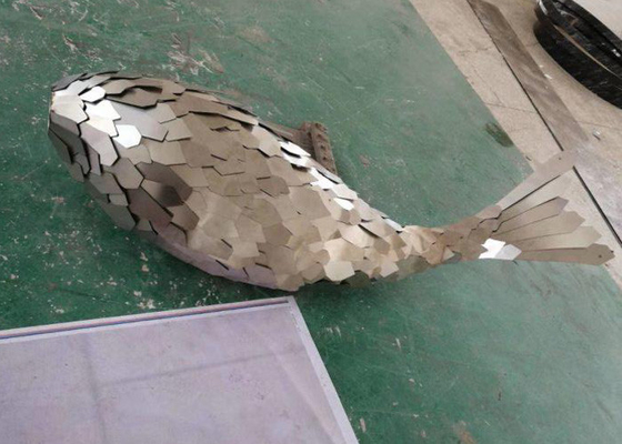 Modern Outdoor Large Stainless Steel Whale Sculpture Metal Animal Statue