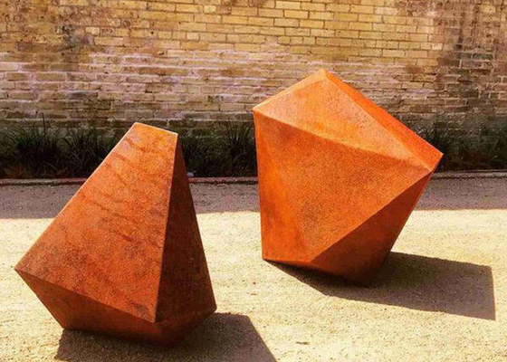 Metal Abstract Garden Decoration Corten Steel Geometry Sculpture