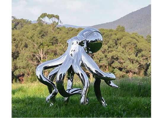 Bom preço. Escultura de aço inoxidável do polvo do espelho contemporâneo com tamanho 180cm na altura on-line