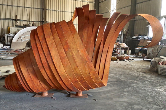Outdoor Large Corten Steel Sculpture Metal Garden Ornaments 2.7m Long