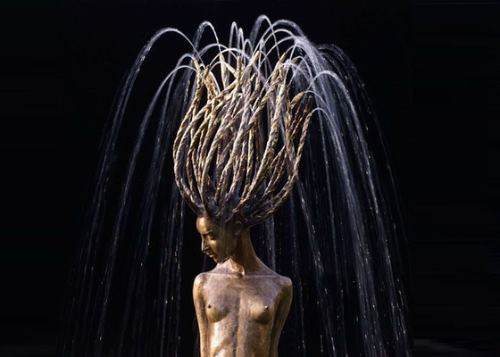 Outdoor Garden Decoration Bronze Woman Water Fountain 250cm Height