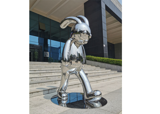 Contemporary Garden Decoration Stainless Steel Rabbit Sculpture