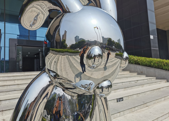 Contemporary Garden Decoration Stainless Steel Rabbit Sculpture