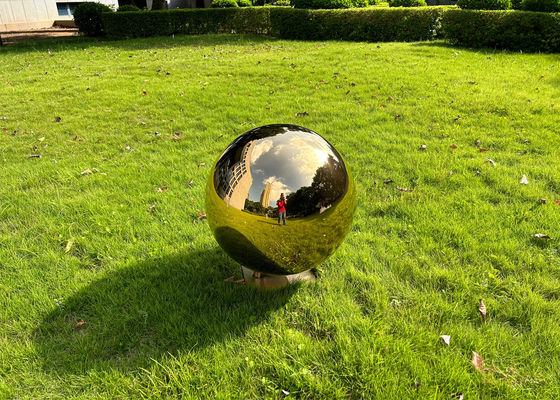 Gold Mirror Stainless Steel Ball Sculpture For Garden Decoration