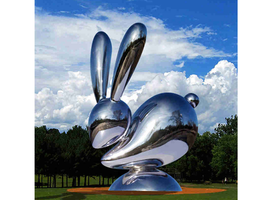 Outdoor Decorative Mirror Stainless Steel Animal Rabbit Sculpture