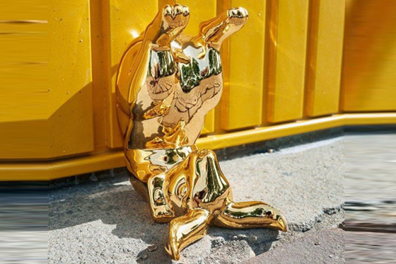Mirror Gold Stainless Steel Rabbit Sculpture Modern Outdoor Decoration