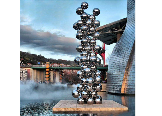 Large Garden Decoration Polished Stainless Steel Multi Balls Sculpture