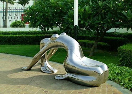 Bom preço. Modern Garden Metal Art Mulher Banco Escultura de aço inoxidável polida on-line