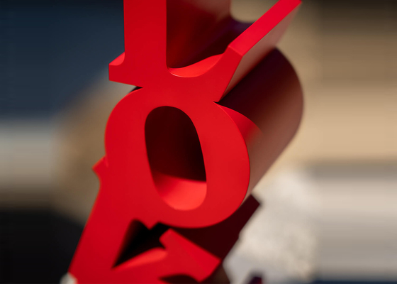 Large Landscape Decorative Red Stainless Steel LOVE Sculpture