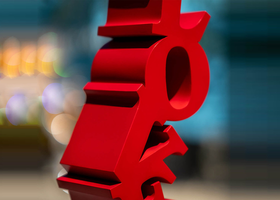 Large Landscape Decorative Red Stainless Steel LOVE Sculpture