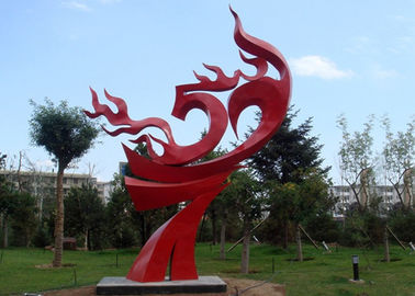 Bom preço. Grande escultura vermelha pintada da chama do metal, esculturas abstratas do jardim do metal on-line