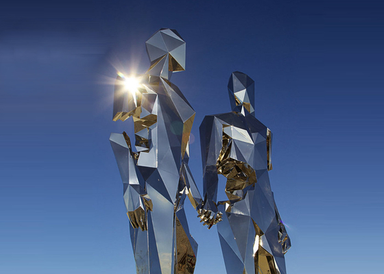 Large Landscape Decorative Polished Stainless Steel Lover Sculptures