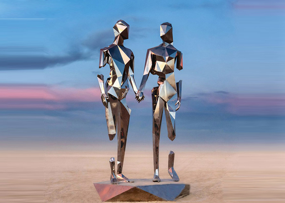 Bom preço. Grandes esculturas de amantes de aço inoxidável polido decorativo paisagístico on-line