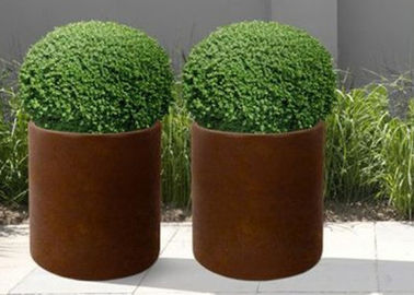 Landscape Rusty Round Corten Steel Planters Boxes For Plaza Waterproof