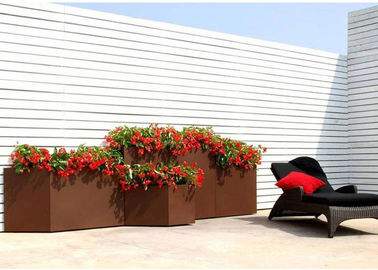 Modern Rectangular Rusty Corten Steel Planter Anti Corrosion Classic Design