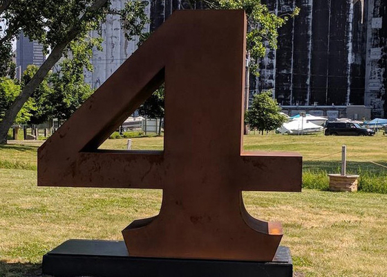 Public Garden Park Rusty Metal Art Corten Steel Number 4 Sculpture