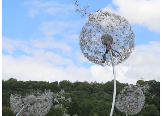 Customized Garden Public Metal Art Stainless Steel Dandelion Sculpture for Outdoor