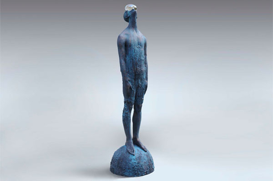 190cm Height Life Size Man Casting Bronze Sculpture Glass Rain Design
