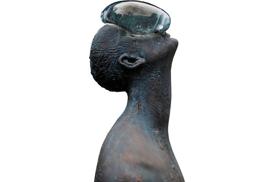 190cm Height Life Size Man Casting Bronze Sculpture Glass Rain Design
