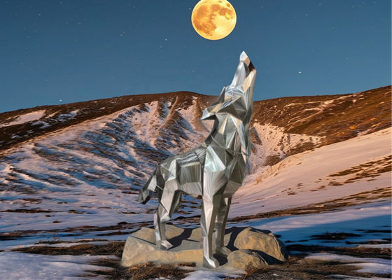 Bom preço. Grande animal abstrato Esculptura de aço inoxidável Arte Lobo Técnica de soldagem de metal para decoração on-line