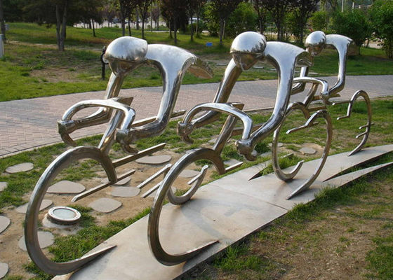 Bom preço. Escultura abstrata do ciclista do metal de aço inoxidável para a decoração do jardim on-line