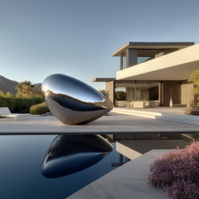 Bom preço. Espelho polido de aço inoxidável moderno Escultura abstrata ao ar livre Design de chegada on-line