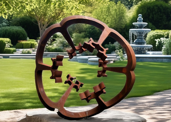 Welded Outdoor Garden Steel Sculpture Rusty Metal Art Flower In Corten Durable Outdoor Decor
