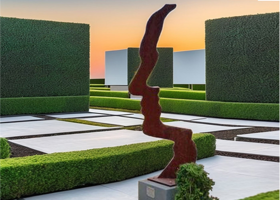 Custom Rusty Outdoor Metal Garden Art Corten Steel Face Sculpture