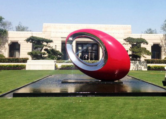 Bom preço. Esculturas modernas pintadas vermelho da arte do jardim da grande esfera exterior oval da escultura do metal on-line