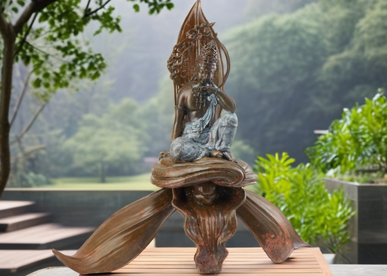 Antique Brass Buddha Statue Collectible Sitting Copper Buddha Sculpture Metal Artwork Bronze Casting