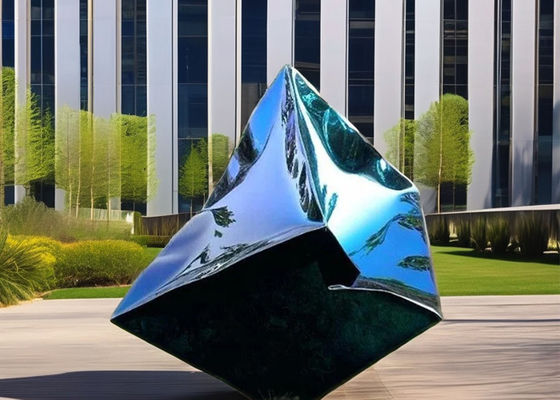 Bom preço. Custom Grande Decoração de jardim ao ar livre Arte moderna Estatueta abstrata de metal Cubo Escultura de aço inoxidável on-line