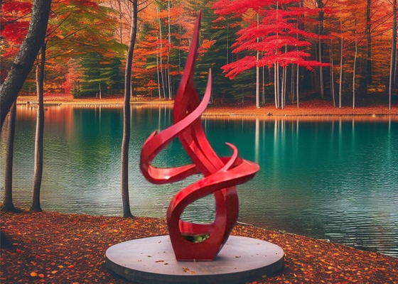 Modern Outdoor Stainless Steel Flame Sculpture Custom Large Painted Metal Art