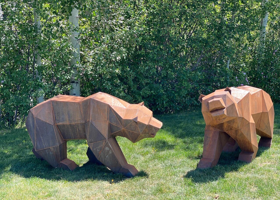 Customized Garden Decorative Corten Steel Geometry Bear Sculpture