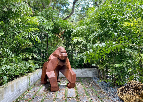 Garden Decoration Large Corten Steel Geometry Ape Sculpture