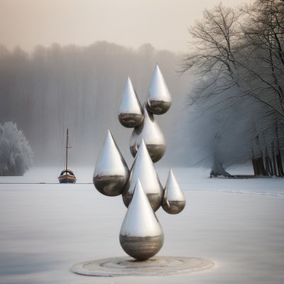 Bom preço. Esculptura moderna de aço inoxidável espelho polido de gota de água Design interior exterior Custom Soldadura Metal Ornamentação on-line