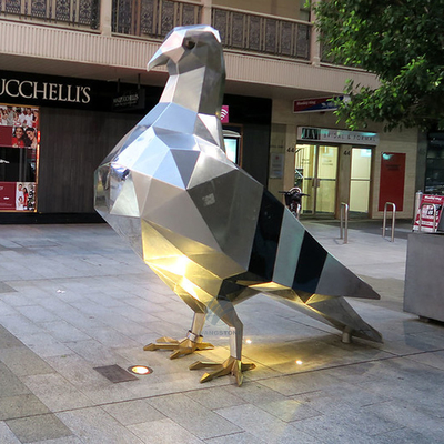 Stainless Steel Geometric Pigeon Sculpture For Yard Decor And Urban Landscape