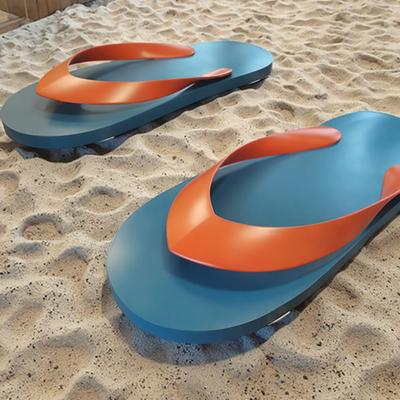 Large Outdoor Stainless Steel Flip Flop Sculpture Public Painted Metal Art